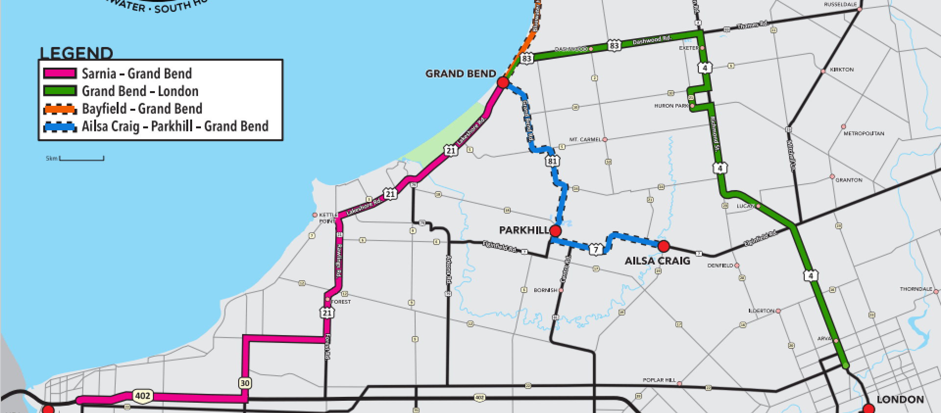 Huron Shores Area Transit Map