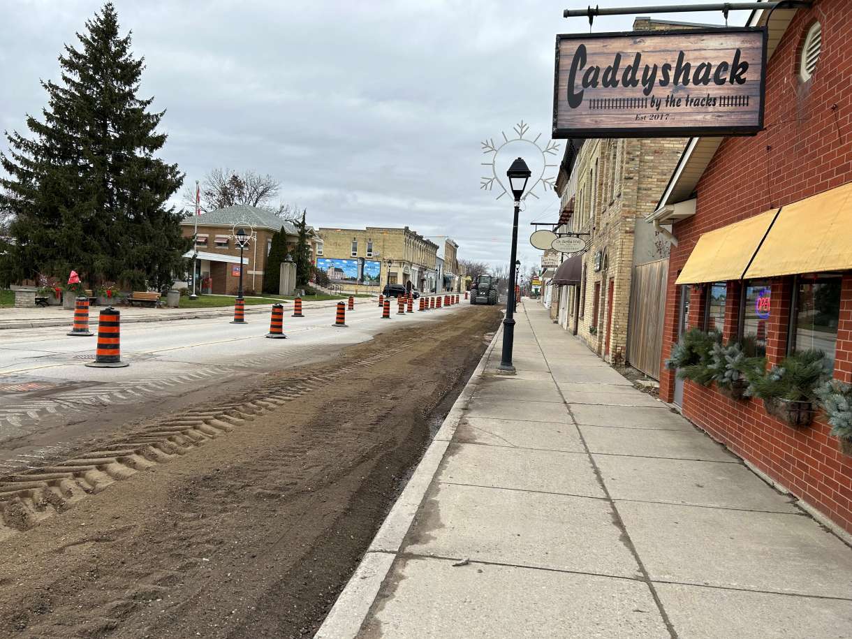 a construction photo of asphalt pavement being removed on the east side of Parkhill Main Street 