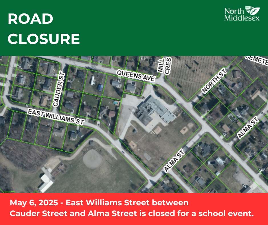 East Williams St. closed May 6th with a rain date of May 7th